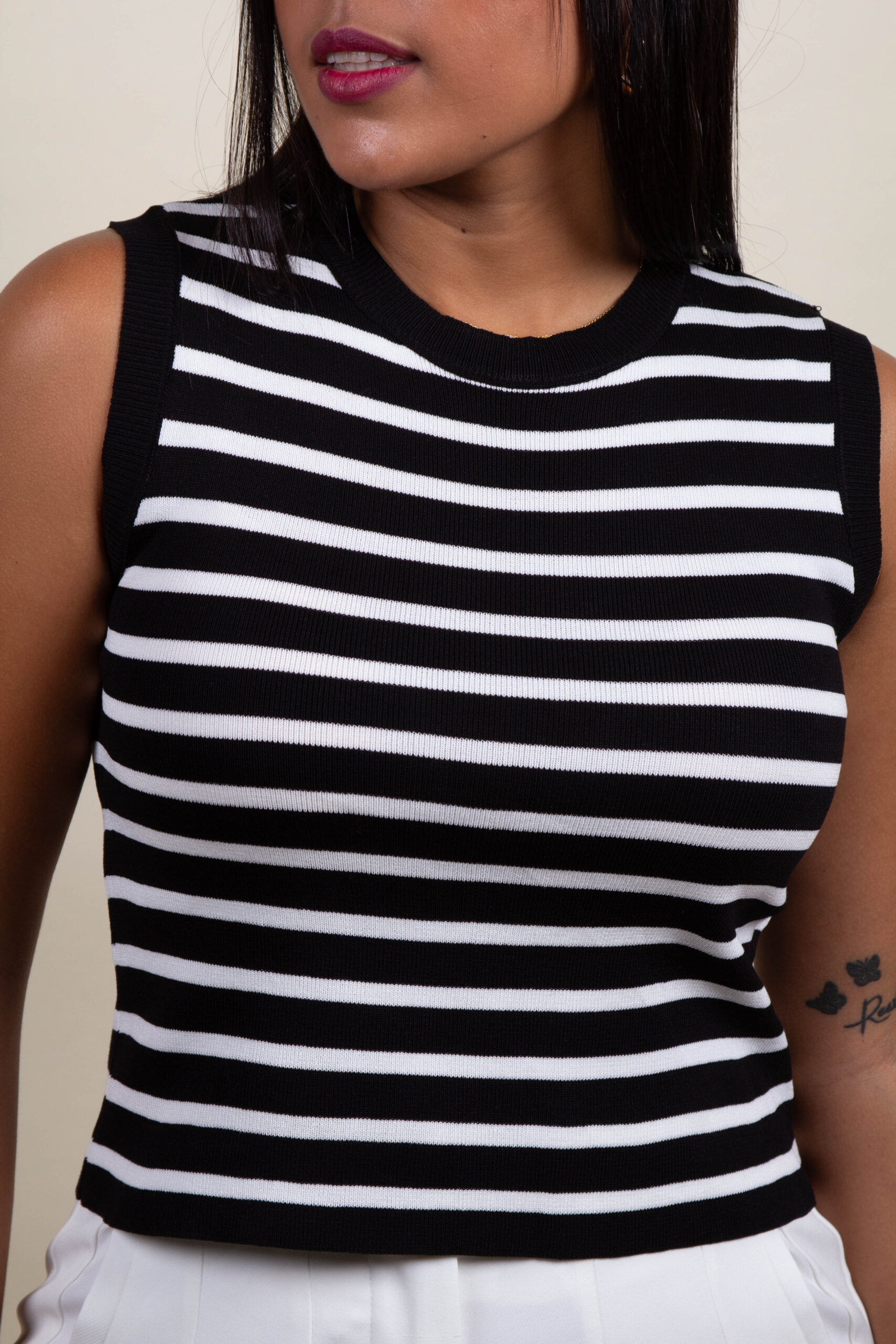 Blusa De Rayas Sin Mangas