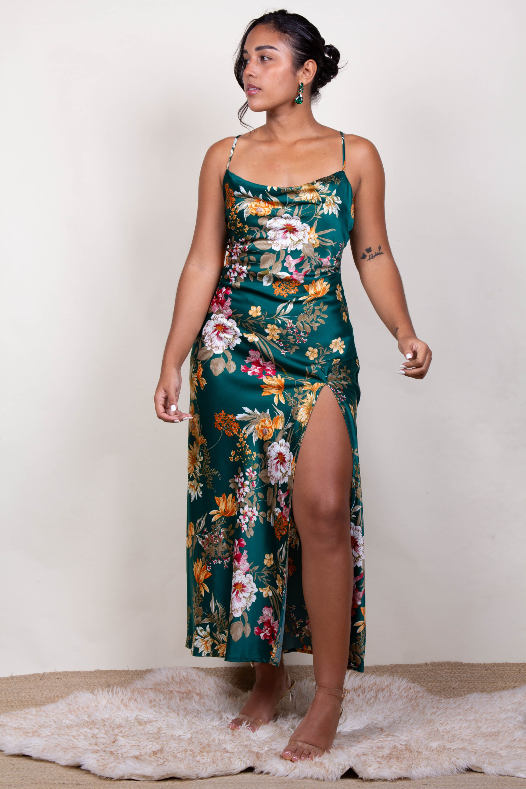 Vestido verde estampado