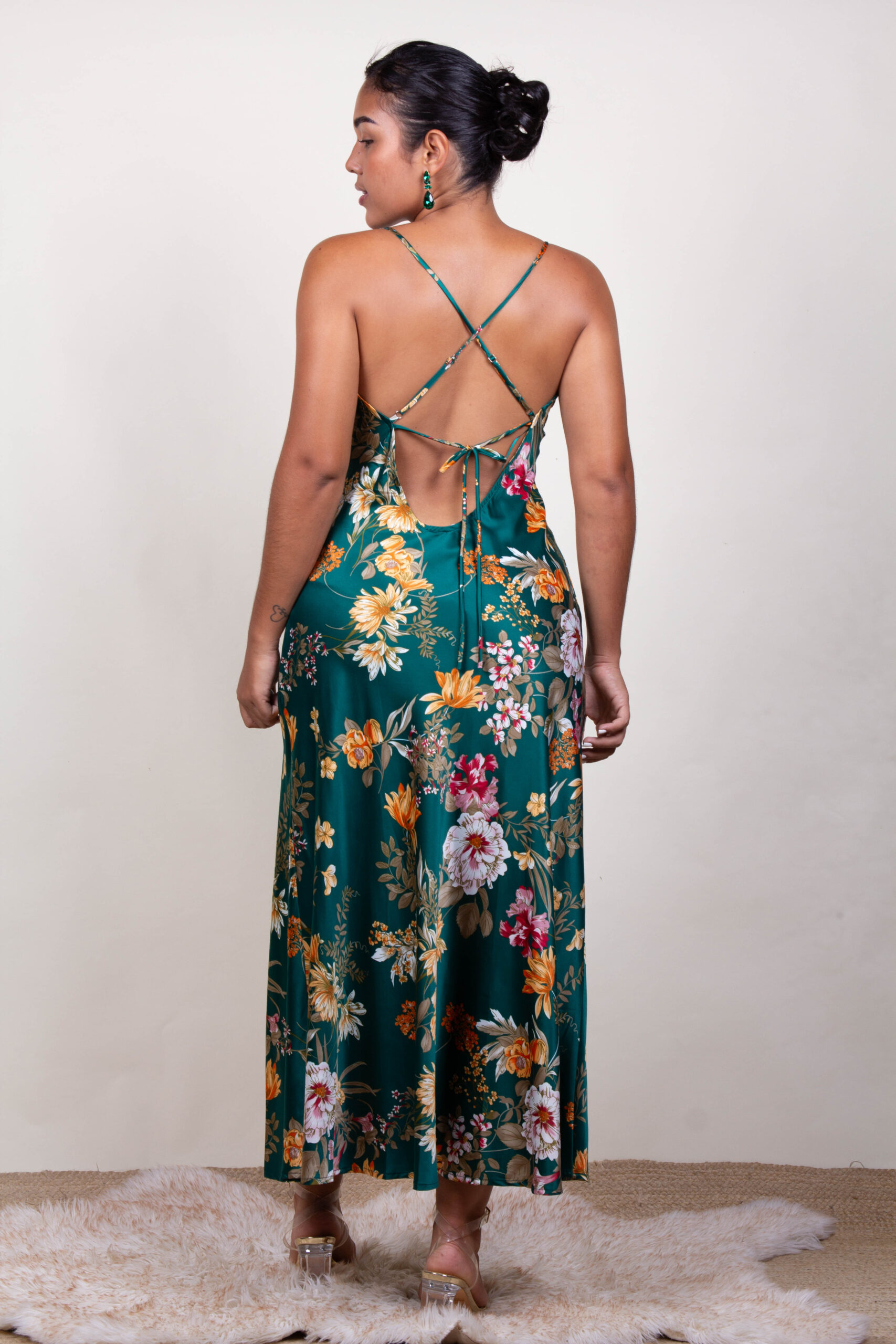 Vestido verde estampado