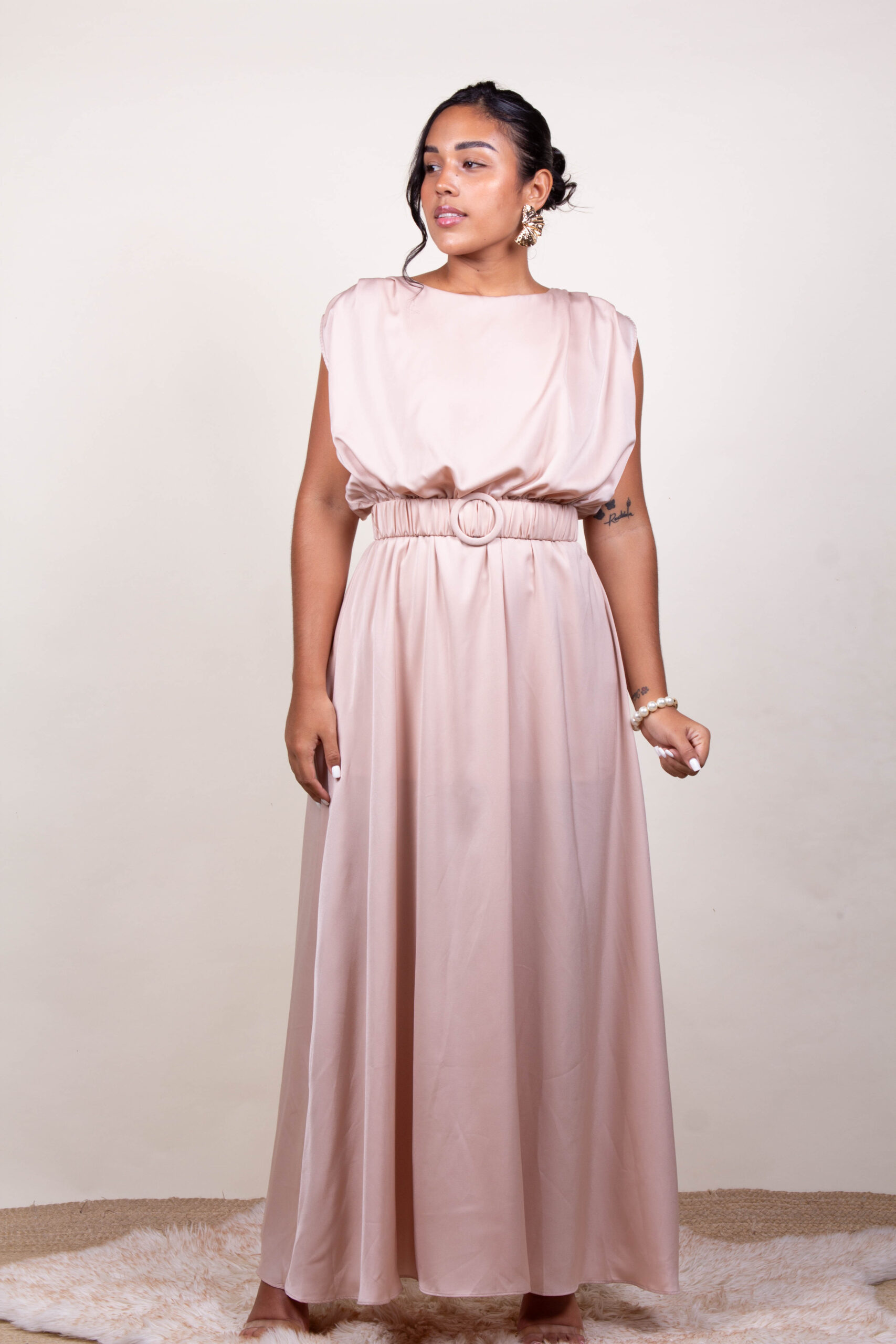 Vestido Beige, Verde.