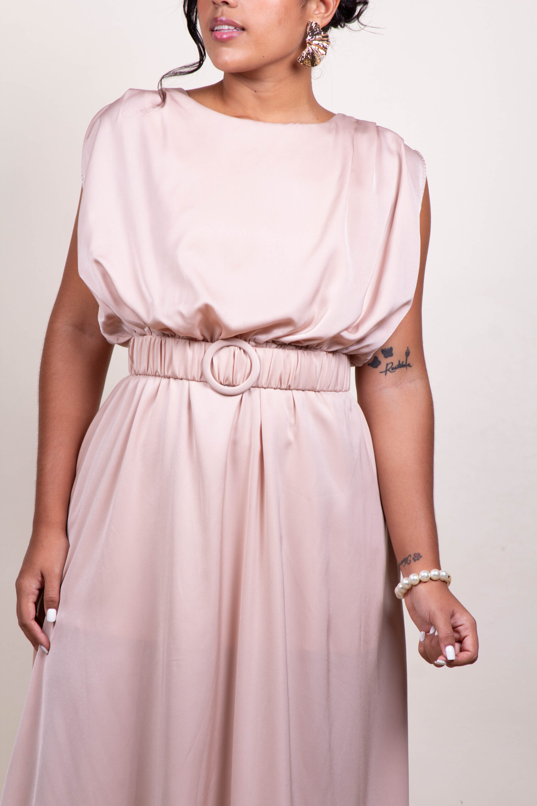 Vestido Beige, Verde.