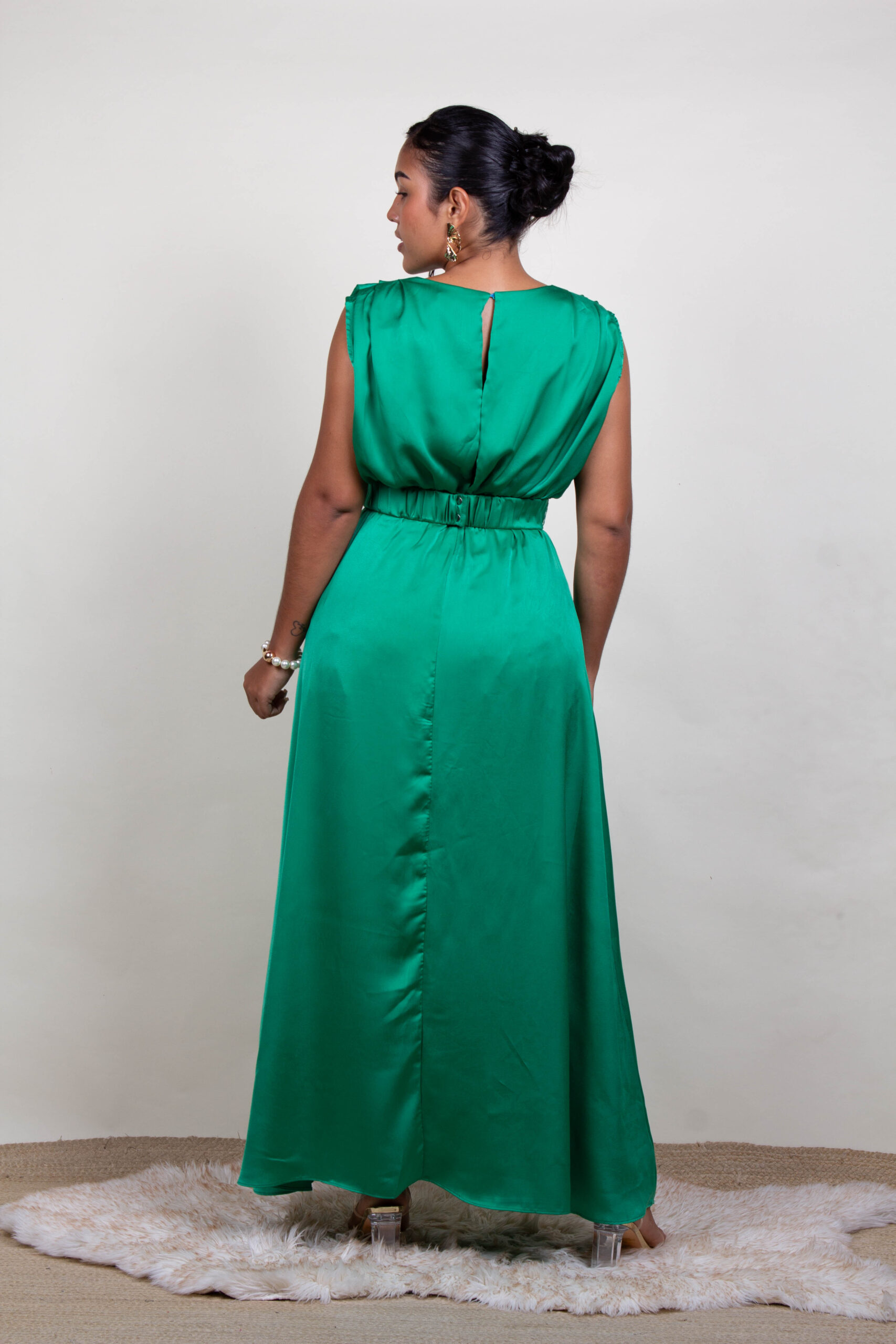 Vestido Beige, Verde.