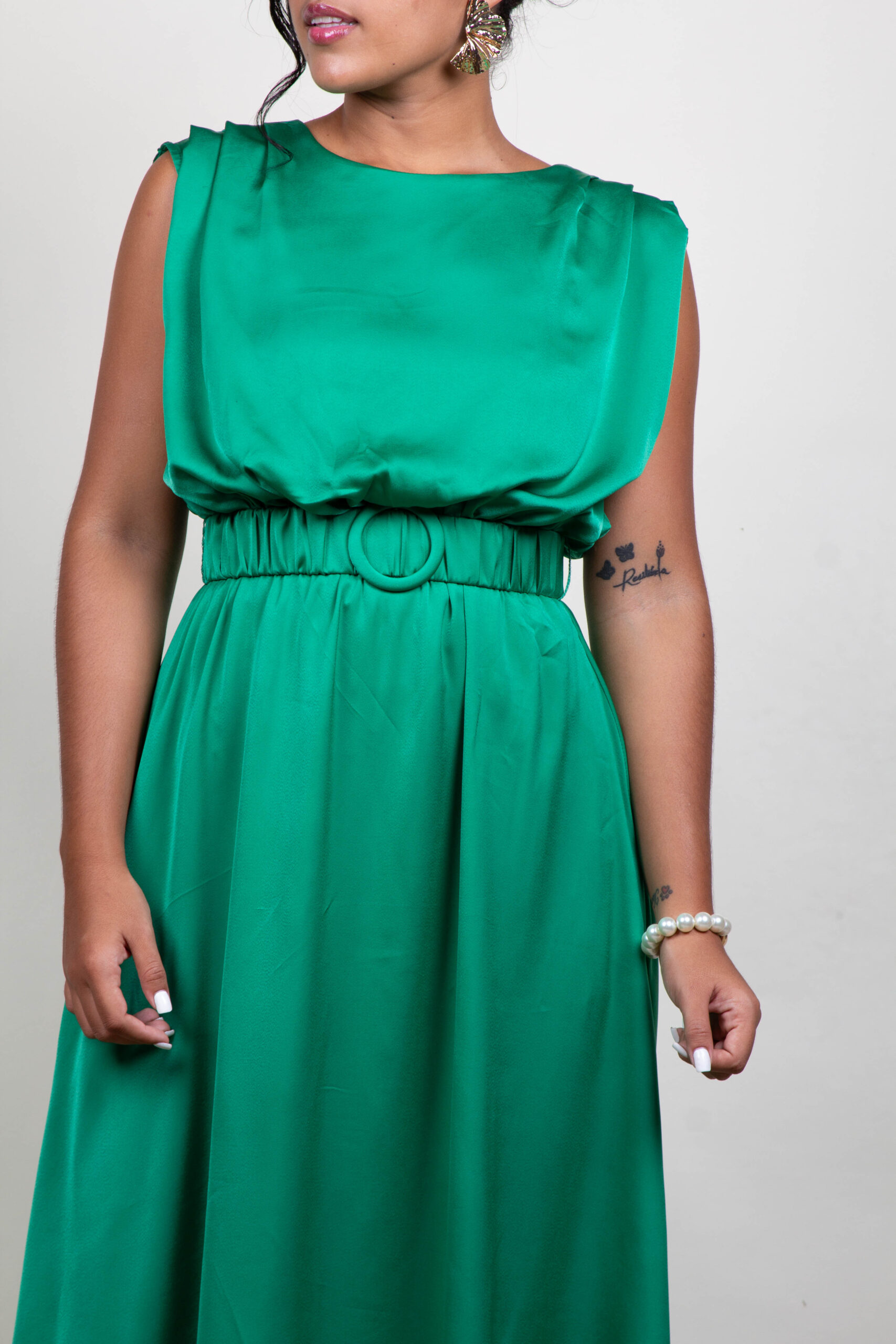 Vestido Beige, Verde.