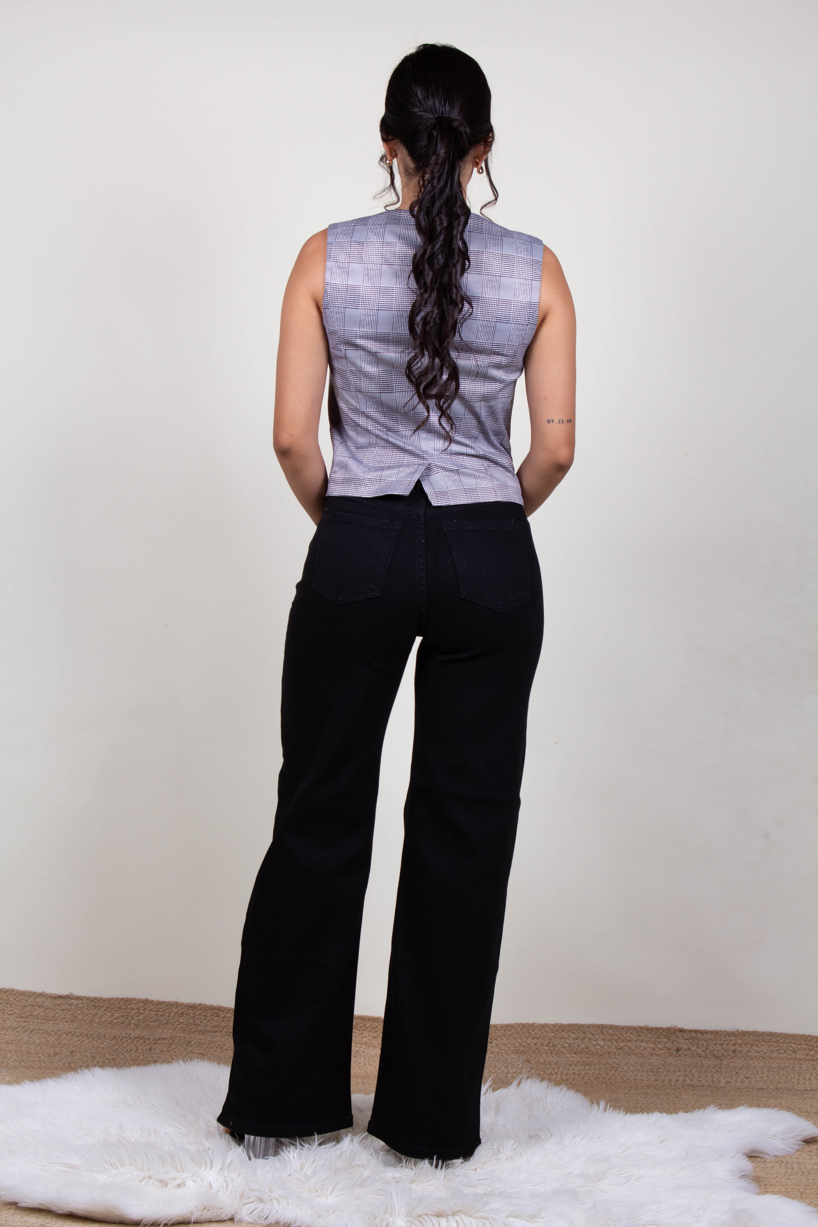 Chaleco de cuadros (gris con negro)