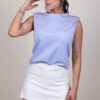 Blusa celeste pedreria en hombro