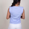 Blusa celeste pedreria en hombro