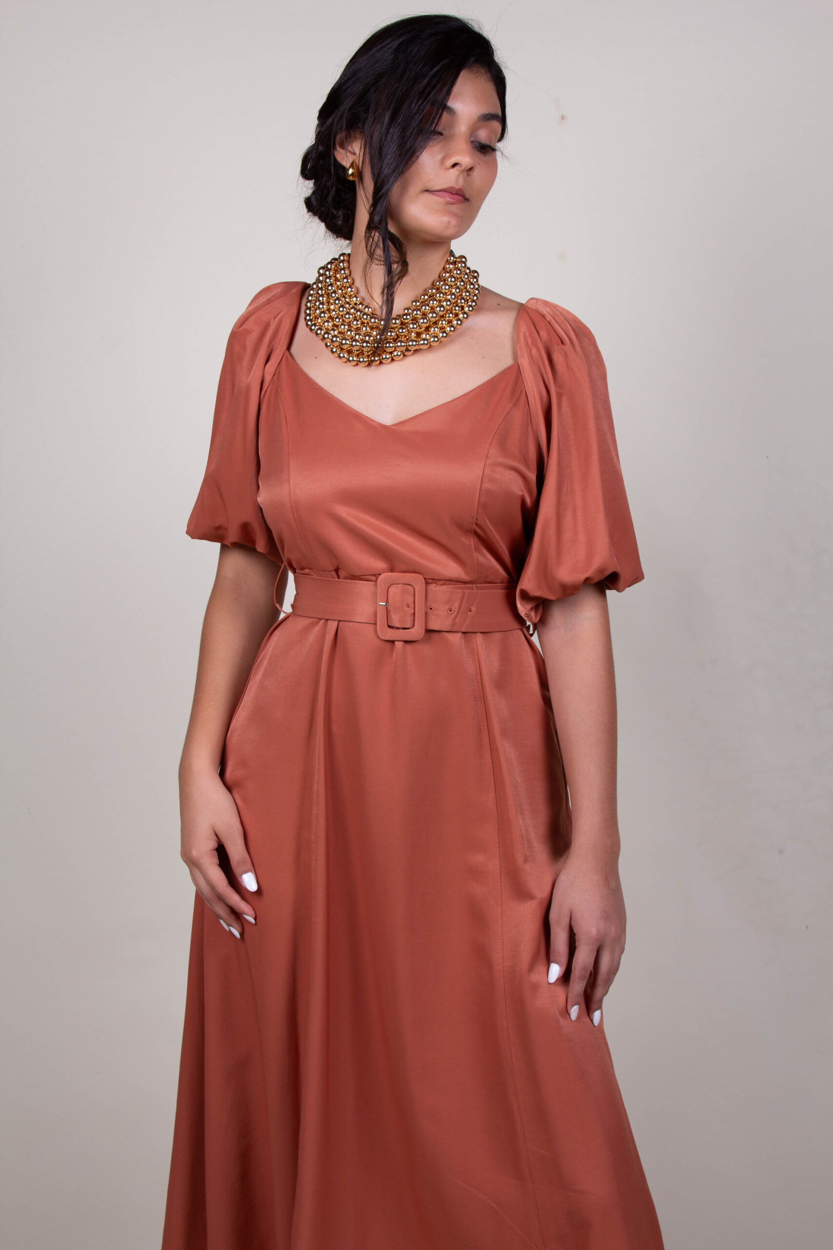 Vestido Blanco, Terracota.