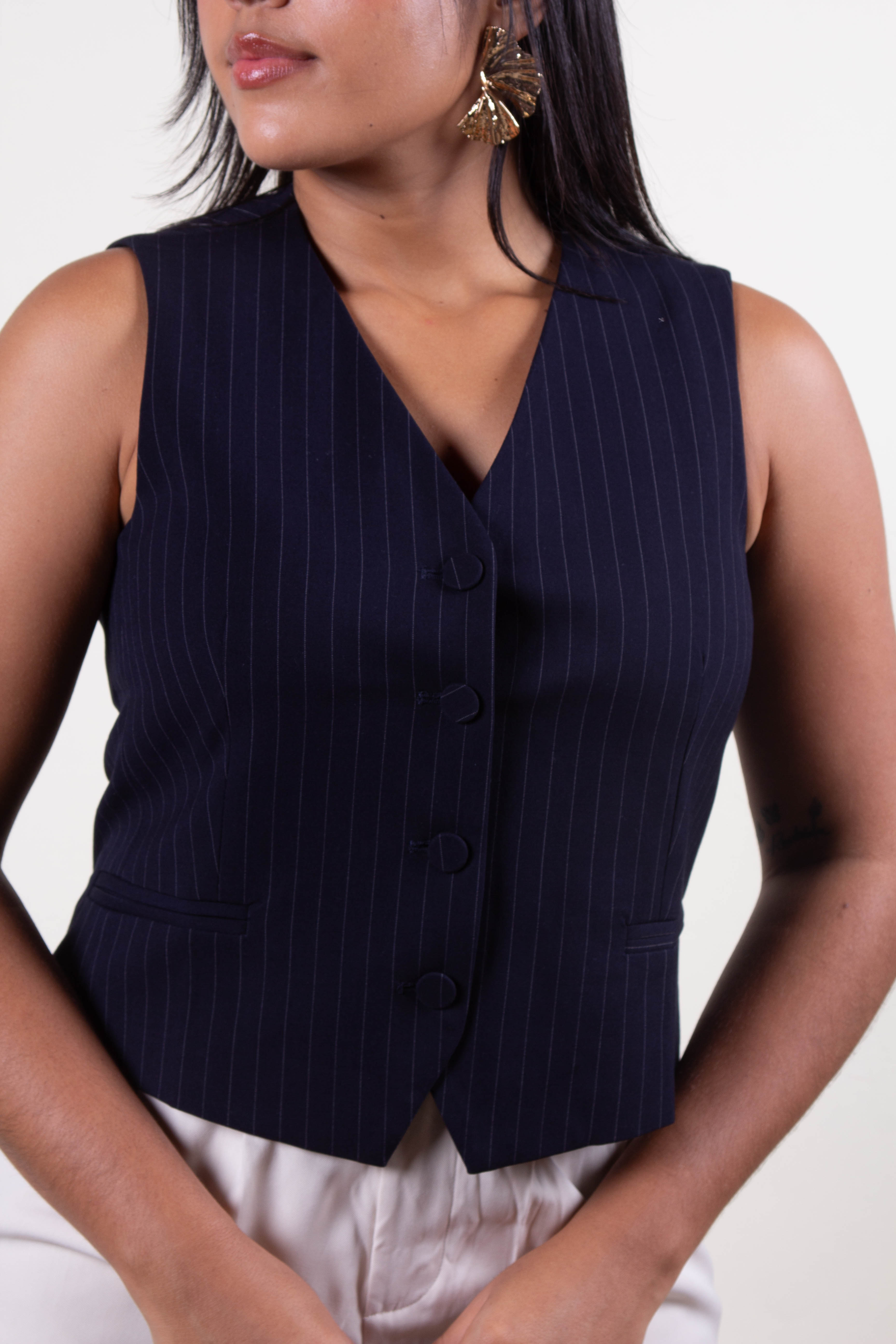 Chaleco Azul de Rayas