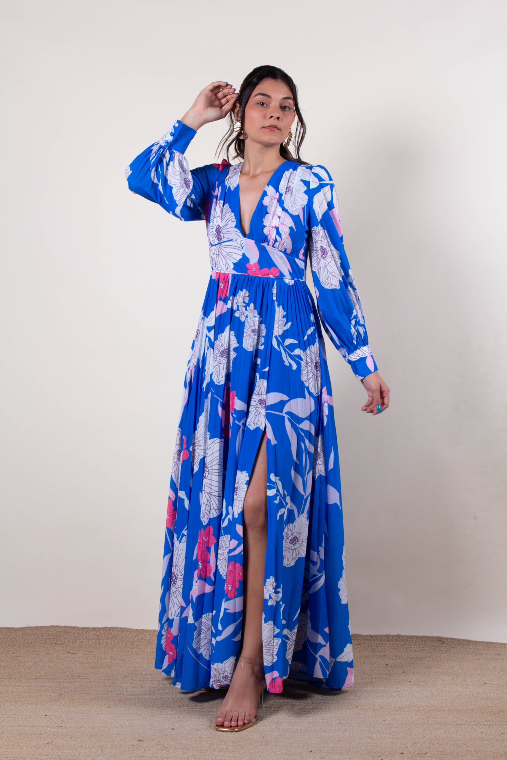 Vestido azul estampado