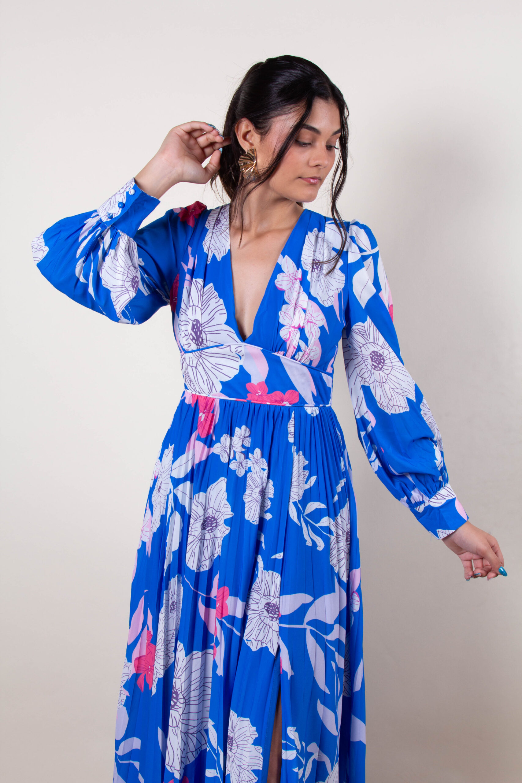Vestido azul estampado