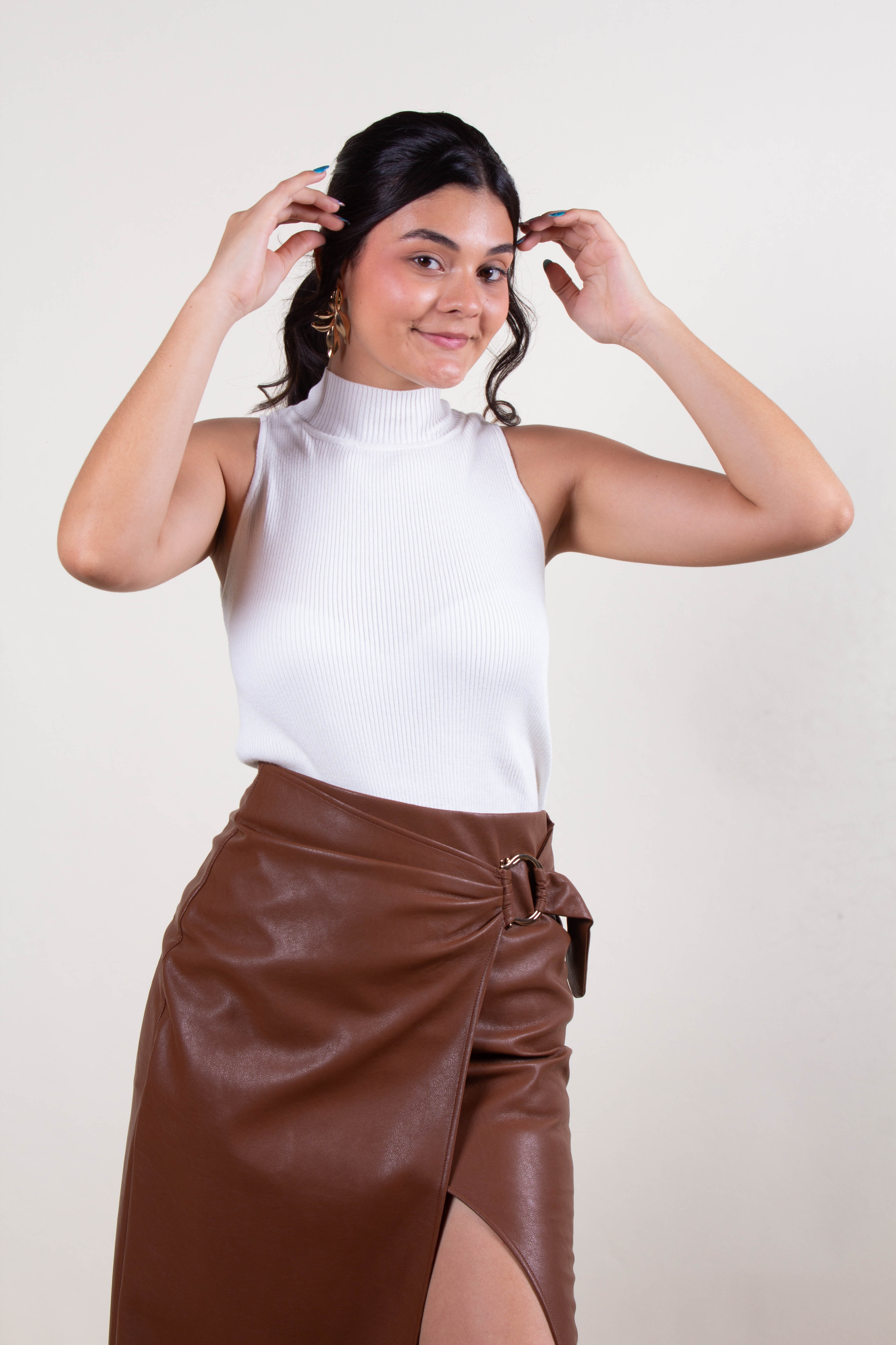 Falda Café de cuerina