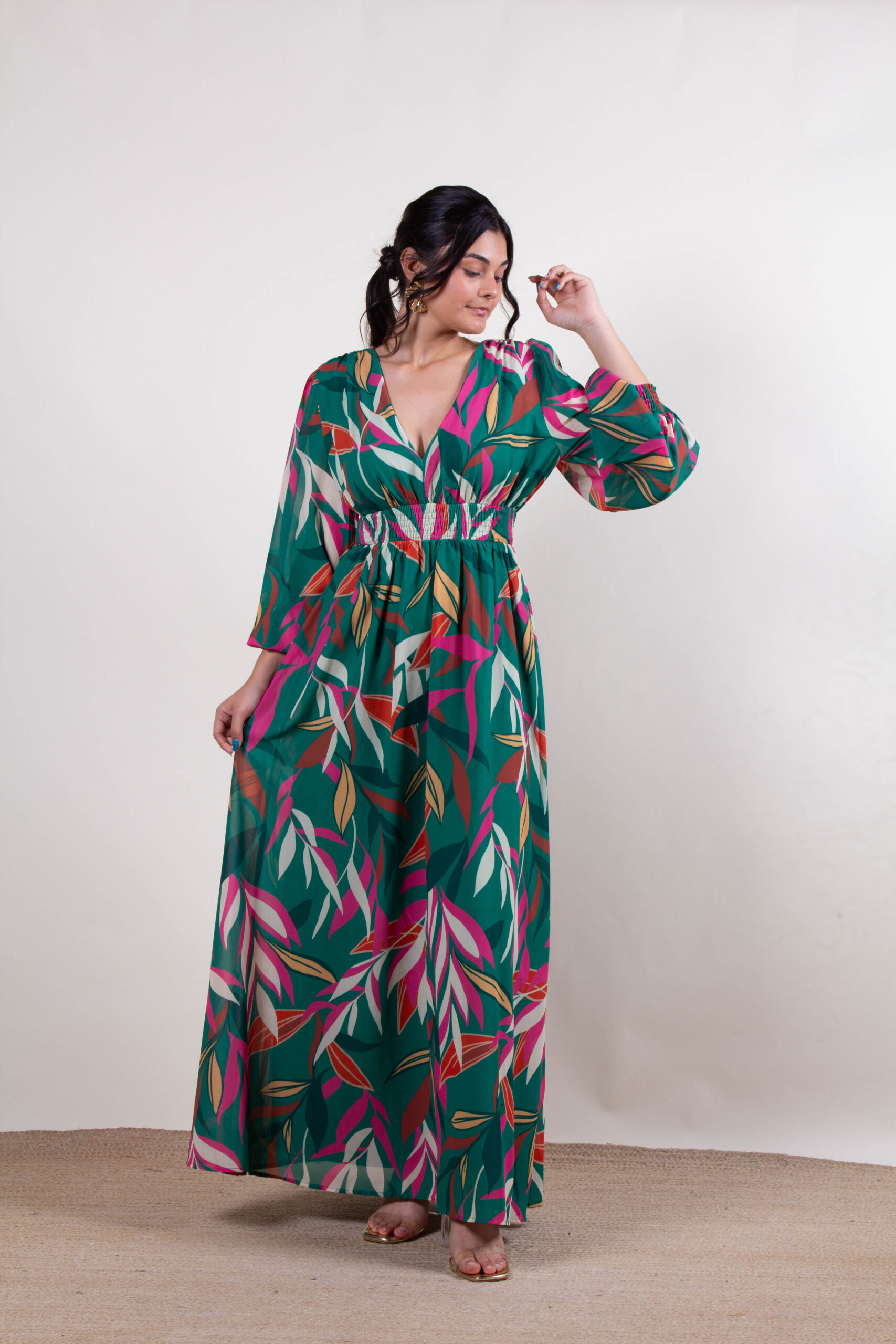 Vestido estampado verde