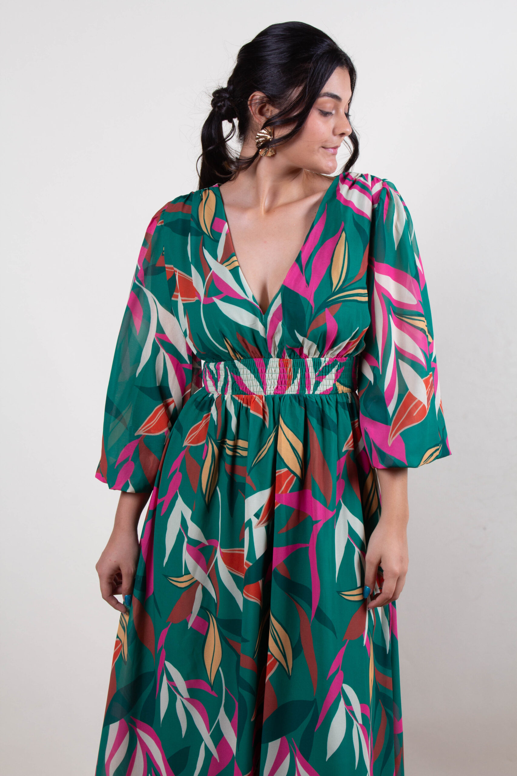 Vestido estampado verde