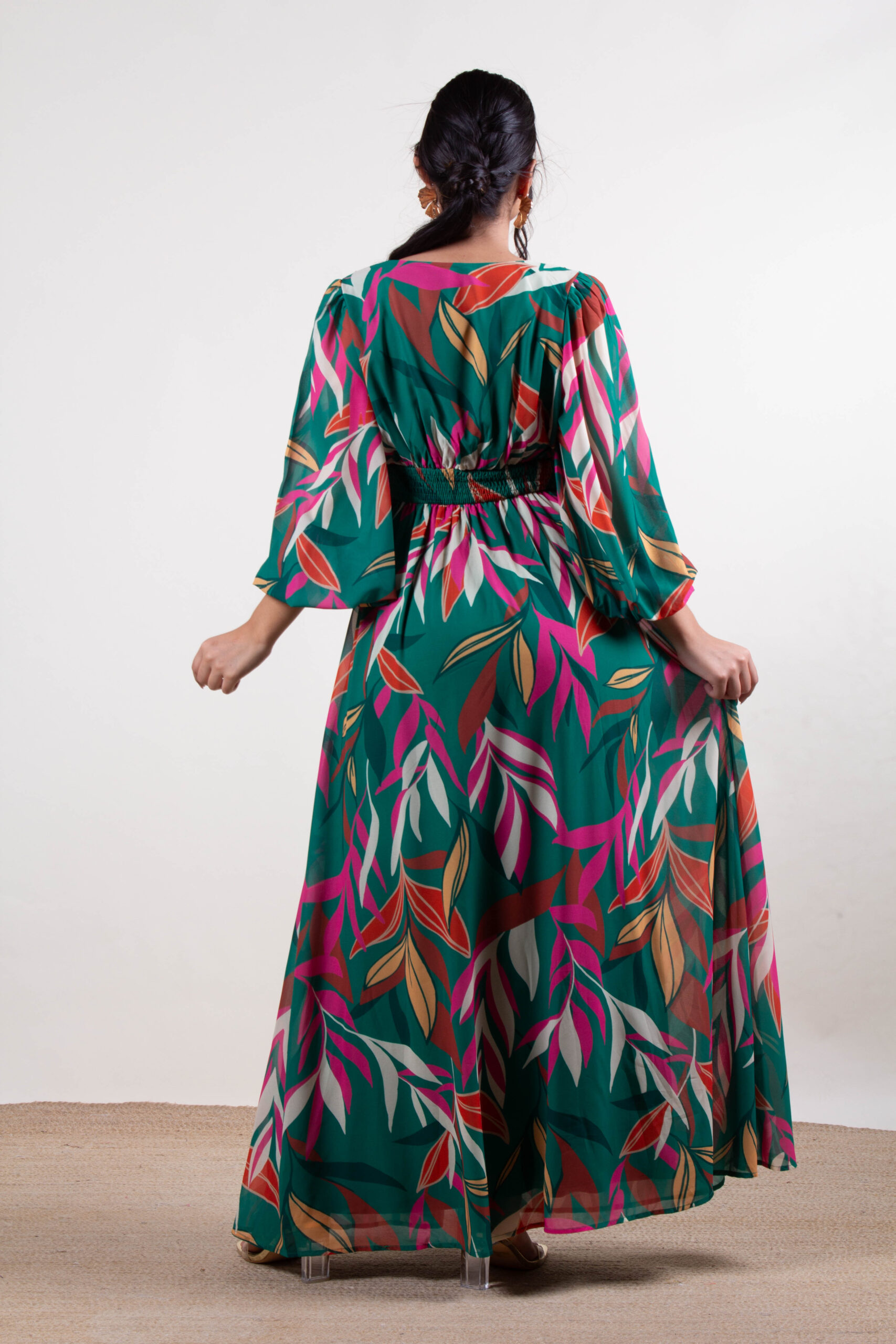 Vestido estampado verde