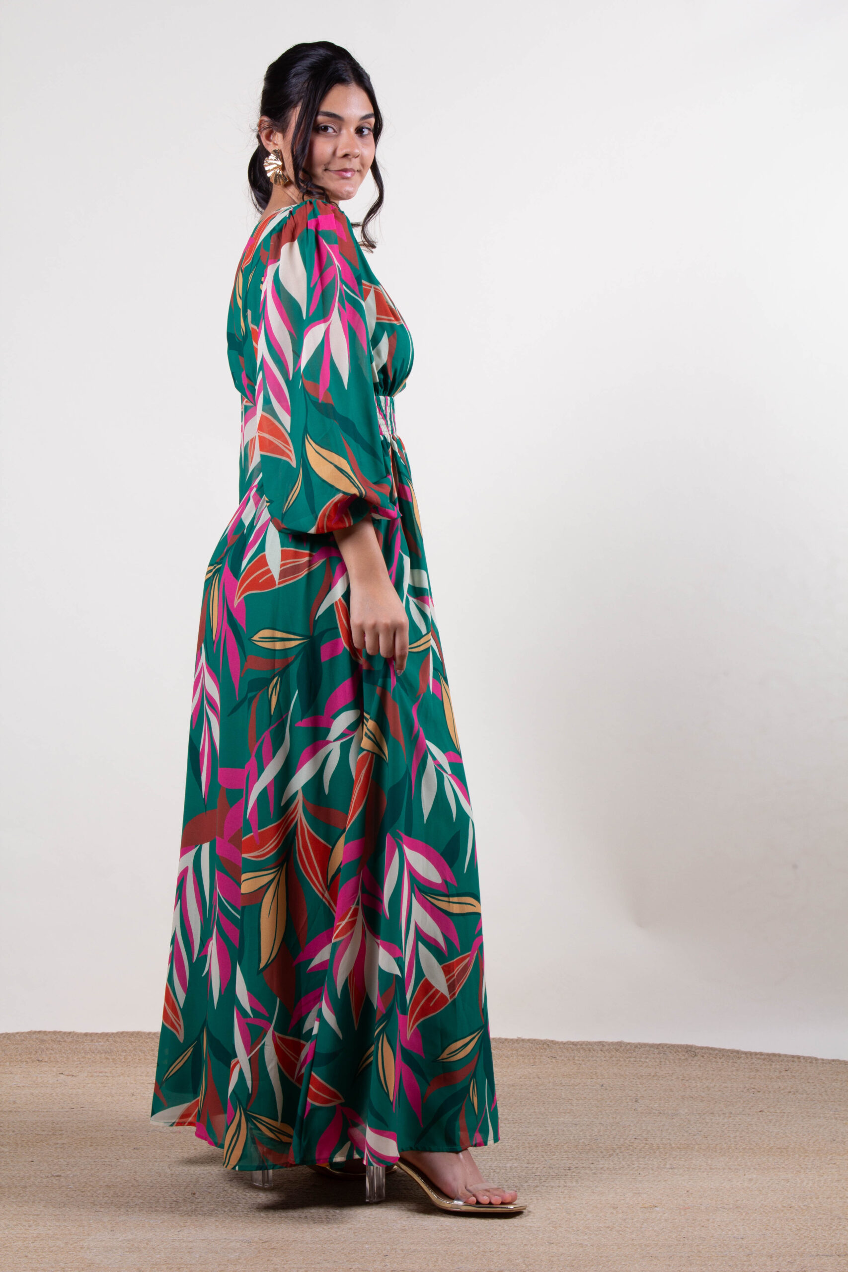 Vestido estampado verde