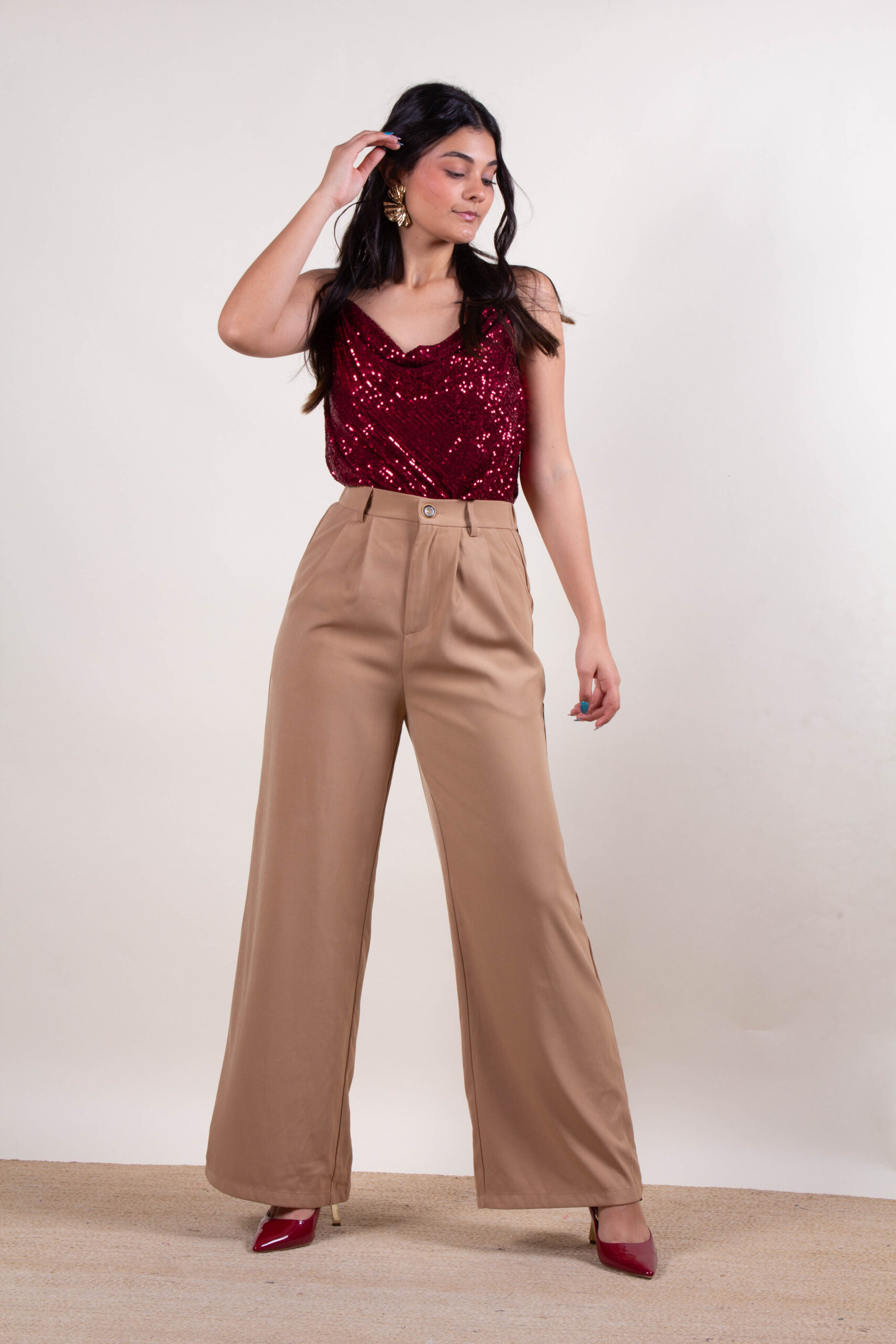 Blusa de lentejuelas Burgundy