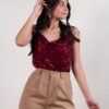 Blusa de lentejuelas Burgundy