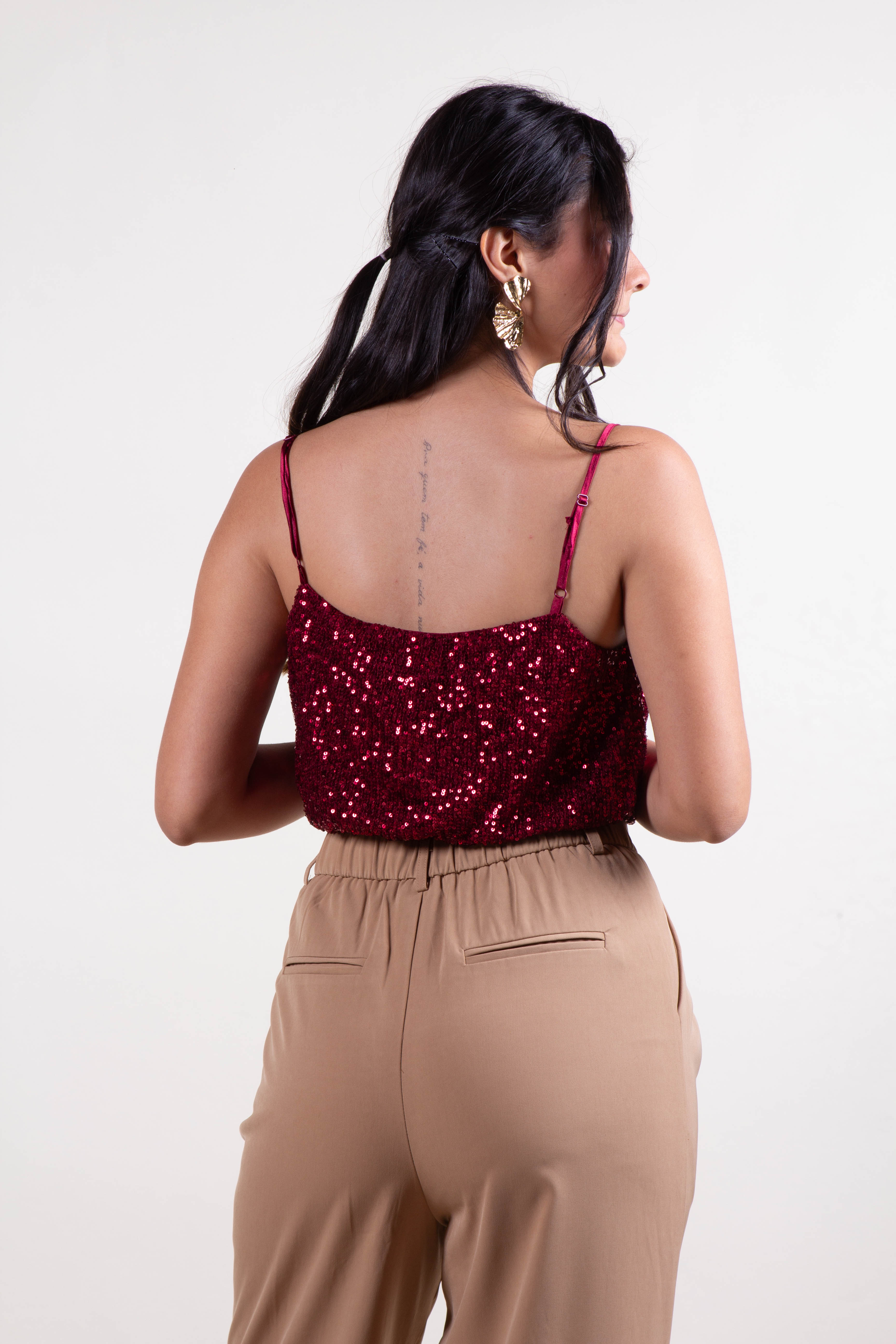 Blusa de lentejuelas Burgundy