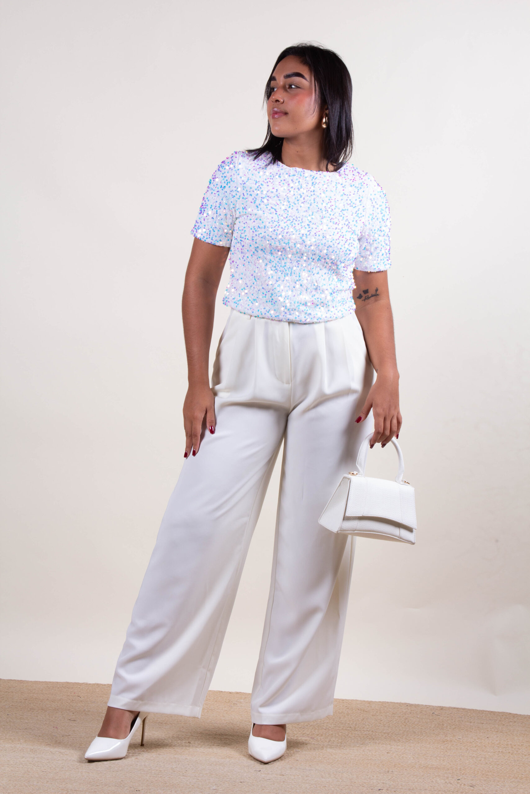 Blusa lentejuelas blanca