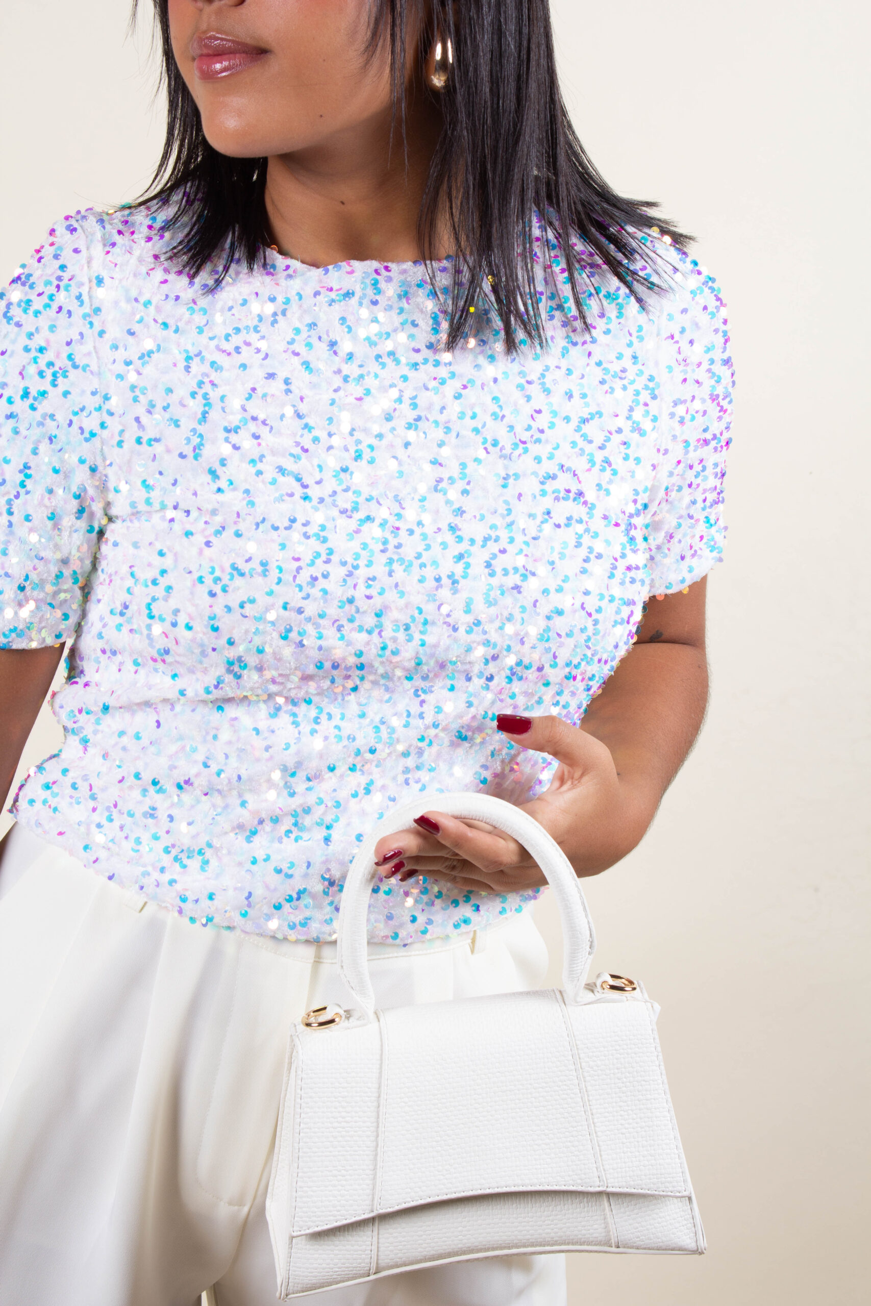 Blusa lentejuelas blanca