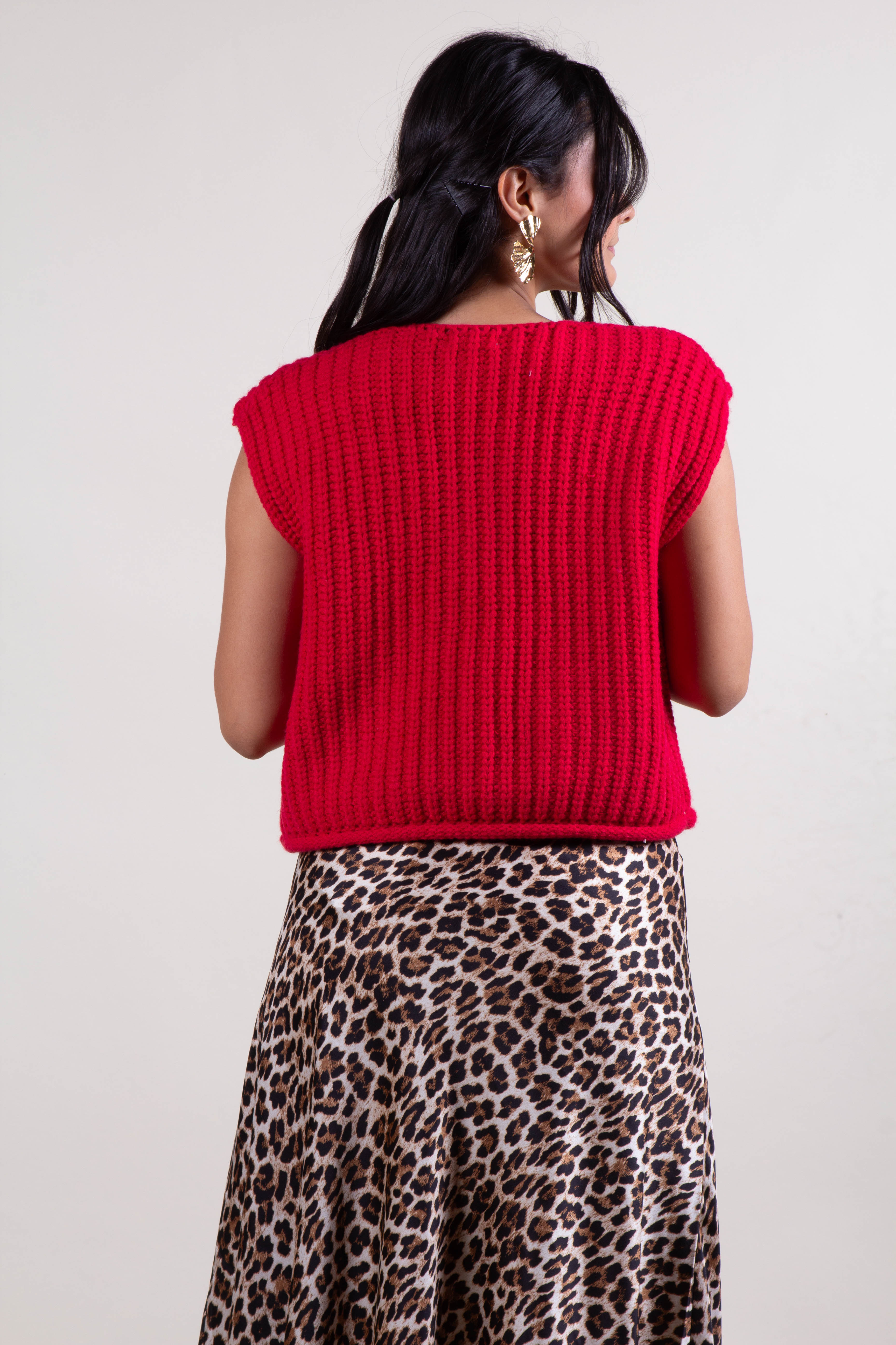 Chaleco tejido rojo