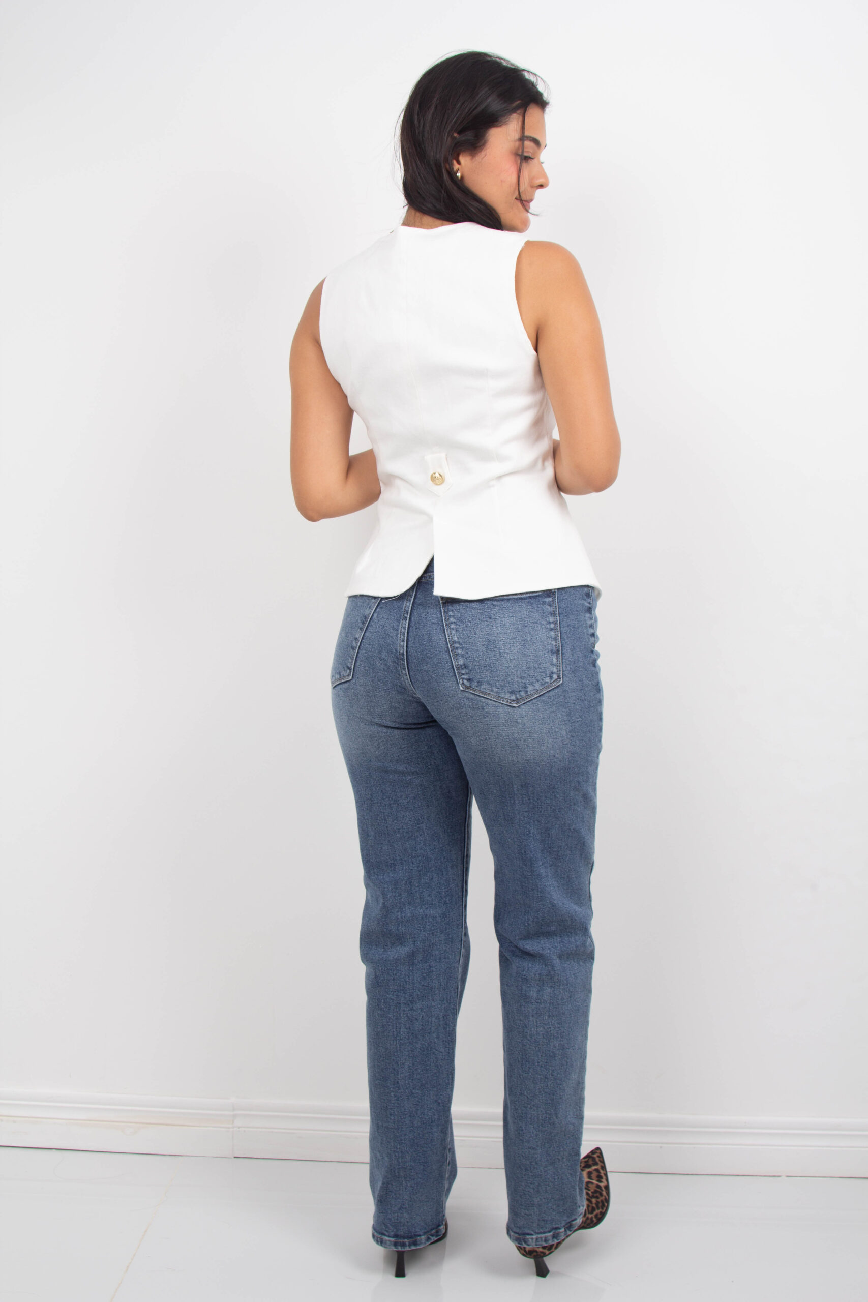 Chaleco blanco mezclilla