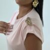 Blusa blanca,rosada