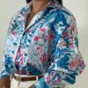 Blusa celeste estampada