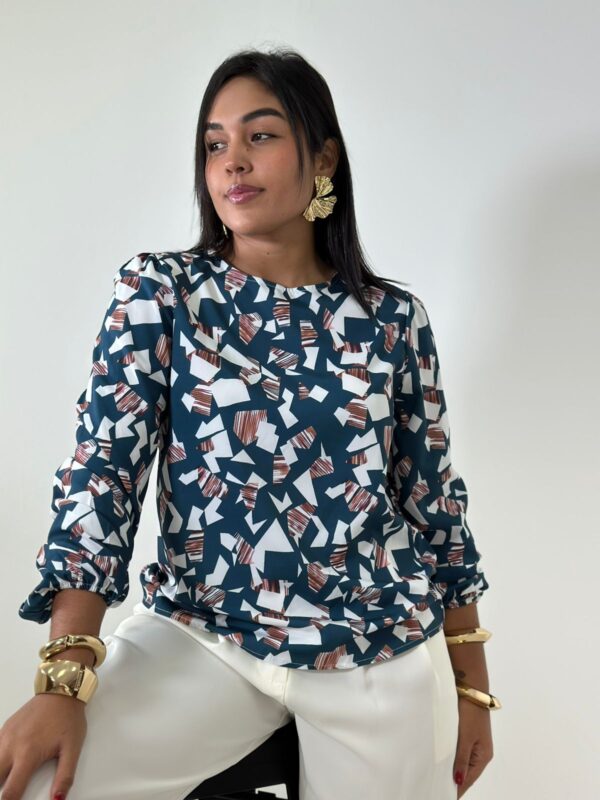 Blusa turquesa estampada