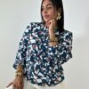 Blusa turquesa estampada